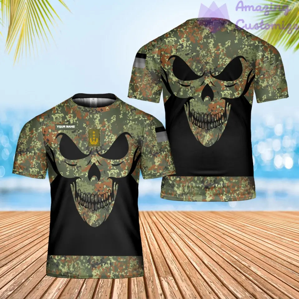 Personalisiertes T-Shirt mit Camouflage-Muster für deutsche Soldaten/Veteranen mit Namen und Rang, 3D-Druck – 2801240002