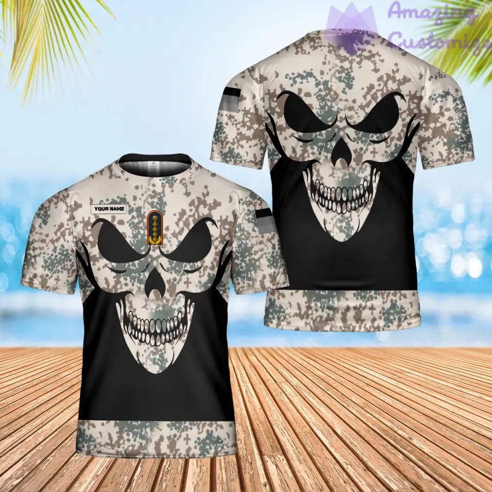 T-shirt personnalisé avec camouflage soldat/vétéran allemand avec nom et grade imprimé en 3D - 2801240002