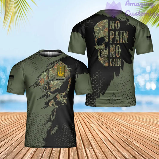 T-shirt personnalisé avec camouflage soldat/vétéran allemand avec nom et grade imprimé en 3D - 2901240003