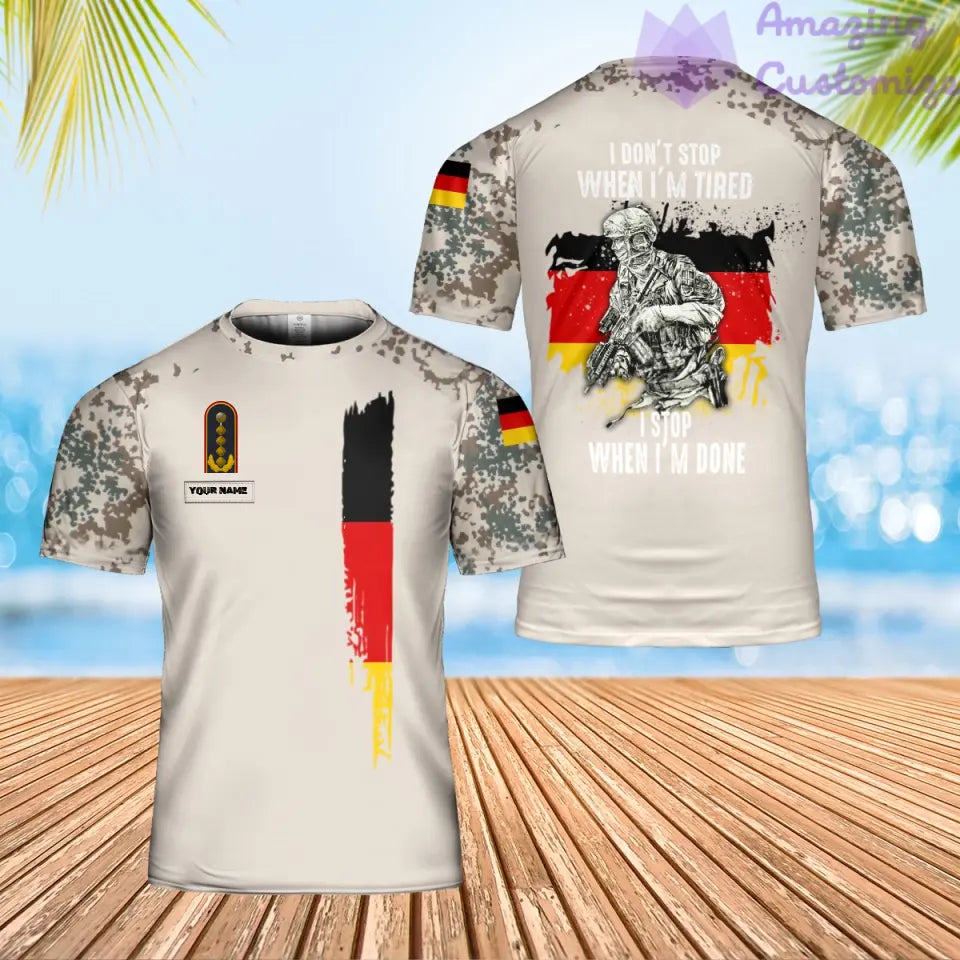 Personalisiertes T-Shirt mit Camouflage-Muster für deutsche Soldaten/Veteranen mit Namen und Rang, 3D-Druck – 2901240002