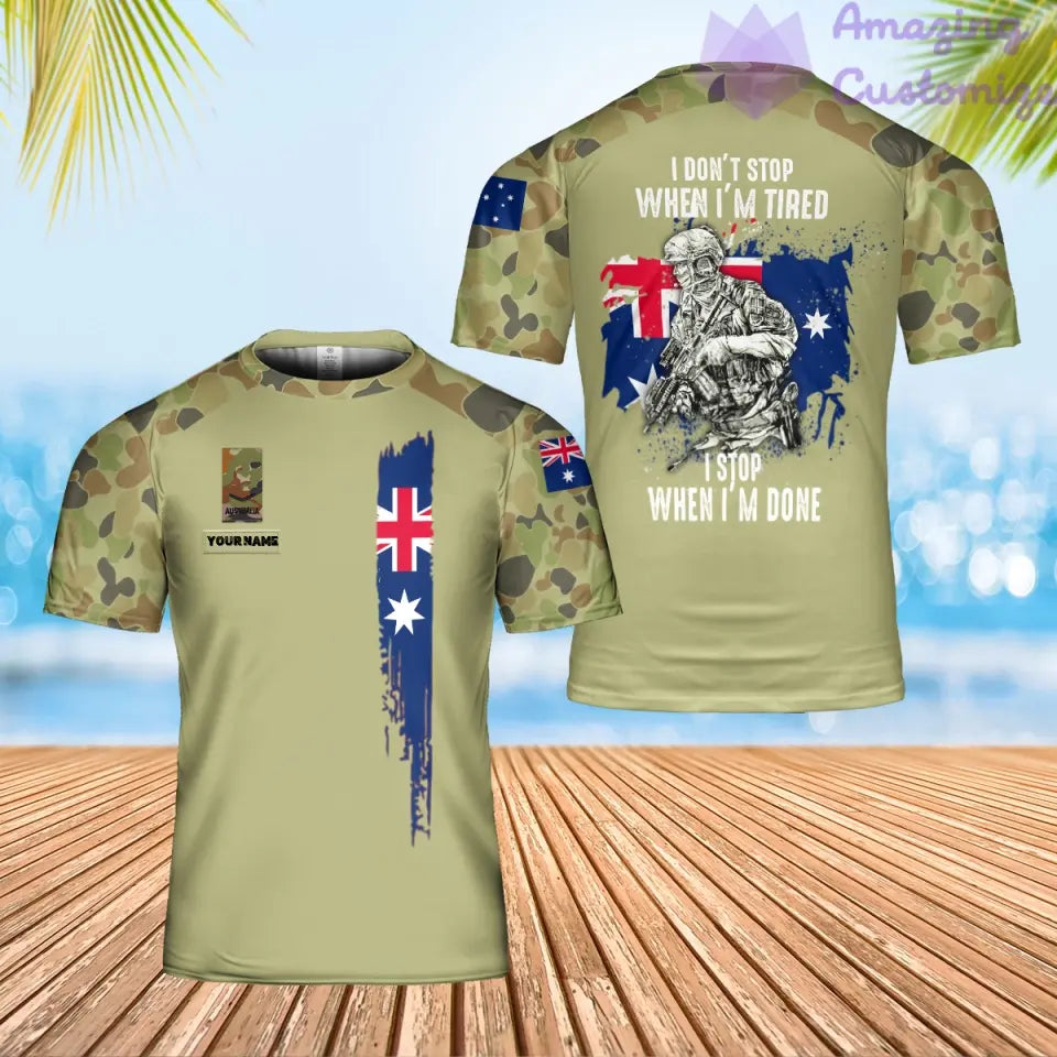 Personalisiertes australisches Soldaten-/Veteranen-T-Shirt im Camouflage-Stil mit Namen und Rang, 3D-Druck – 0501240002