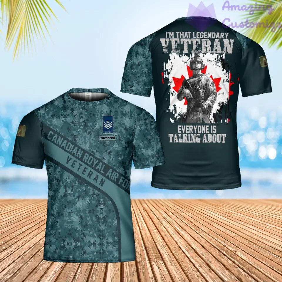 Personalisiertes T-Shirt mit kanadischem Soldaten-/Veteranen-Tarnmuster mit Namen und Rang, 3D-Druck – 2001240001