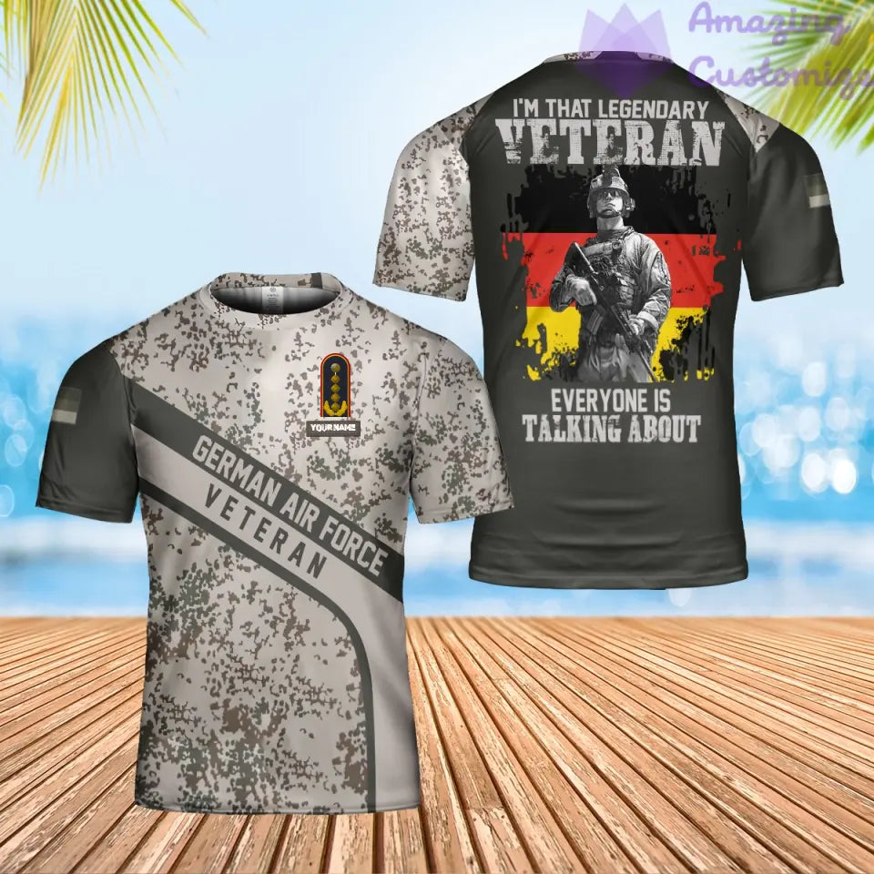 Personalisiertes T-Shirt mit Camouflage-Muster für deutsche Soldaten/Veteranen mit Namen und Rang, 3D-Druck – 2801240001