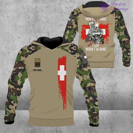 Personalisierter Kapuzenpullover mit Schweizer Soldaten-/Veteranen-Tarnmuster und Namen und Rang - 2106230001