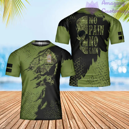 T-shirt personnalisé avec camouflage soldat/vétéran du Danemark avec nom et grade imprimé en 3D - 0202240002