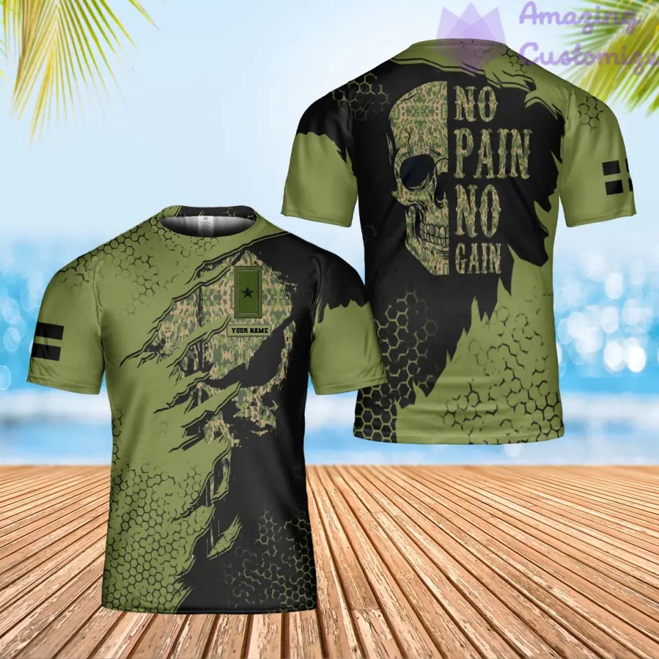 T-shirt personnalisé avec camouflage soldat/vétéran suédois avec nom et grade imprimé en 3D - 0202240002