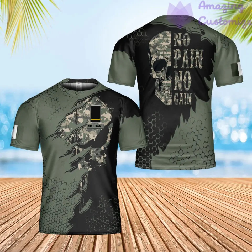 T-shirt personnalisé avec camouflage soldat/vétéran de la France avec nom et grade imprimé en 3D - 2001240002