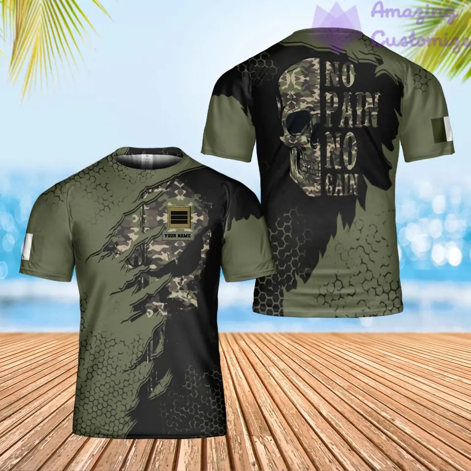 Personalisiertes T-Shirt mit Camouflage-Muster für französische Soldaten/Veteranen mit Namen und Rang, 3D-Druck – 2001240002