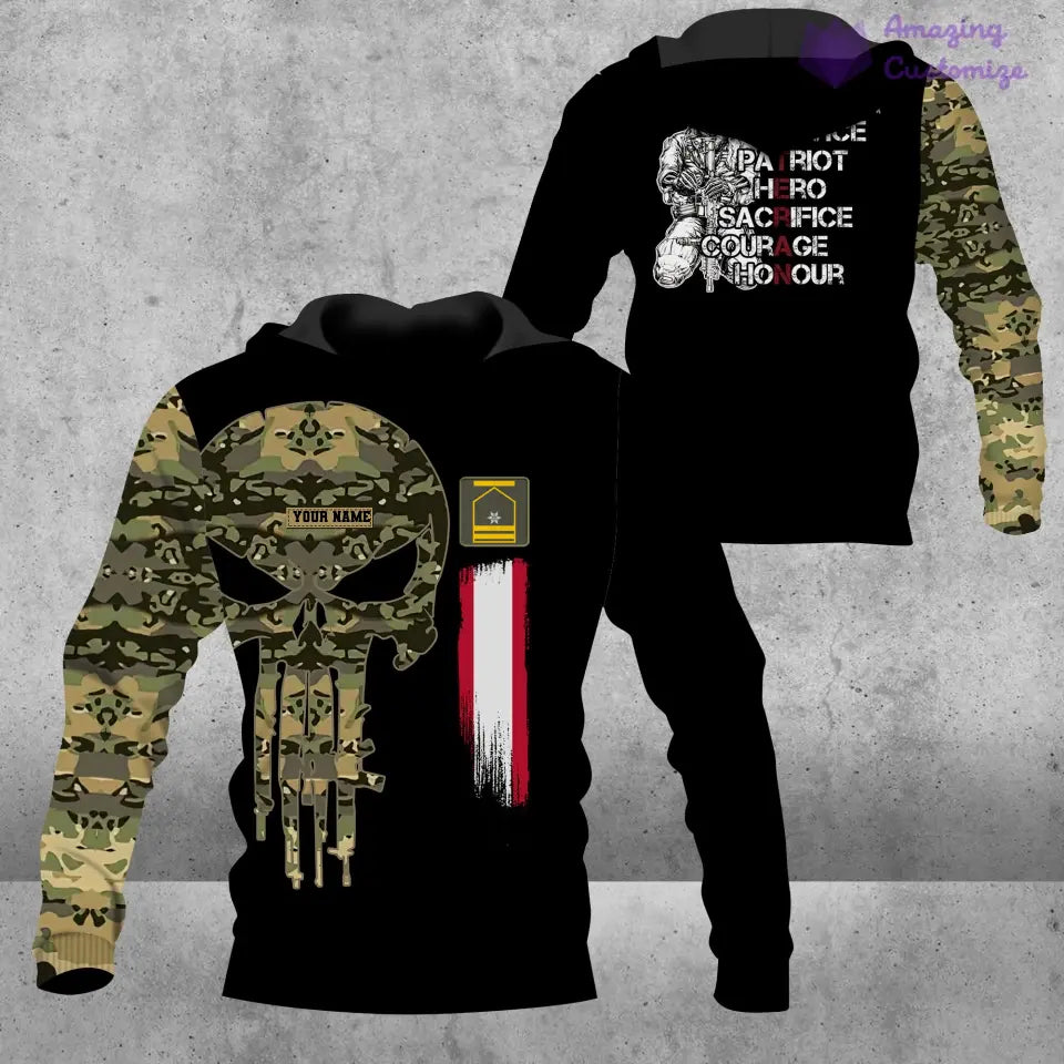 Personalized Austria Soldier/ Veteran Camo With Name And Rank Hoodie - 16879104