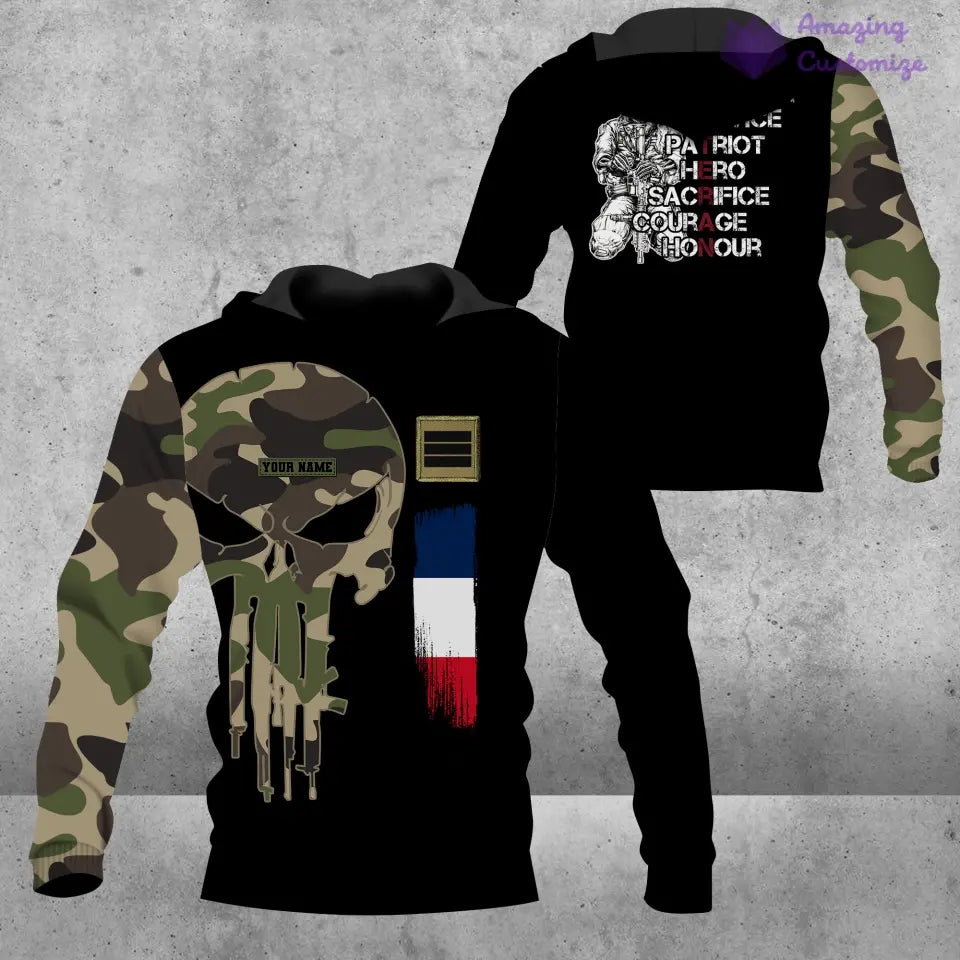 Personalized France Soldier/ Veteran Camo With Name And Rank Hoodie - 16879104