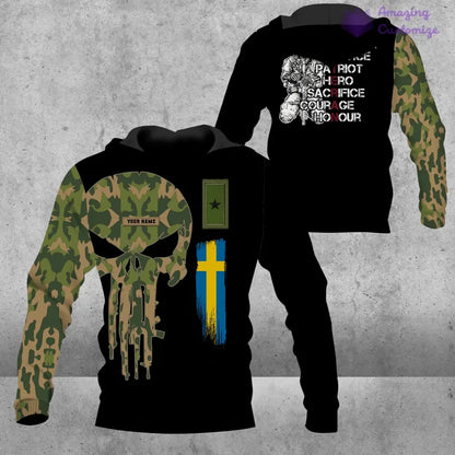 Personalized Sweden Soldier/ Veteran Camo With Name And Rank Hoodie - 2806230001