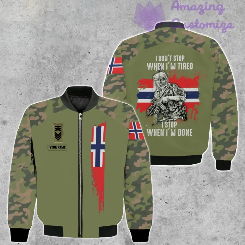 Personalisierte Bomberjacke mit Camouflage-Muster für norwegische Soldaten/Veteranen mit Namen und Rang, 3D-Druck – 2106230002