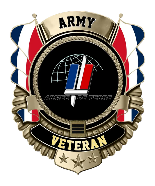 Personalized Rank France Soldier/Veterans Camo Cut Metal Sign - 16877376