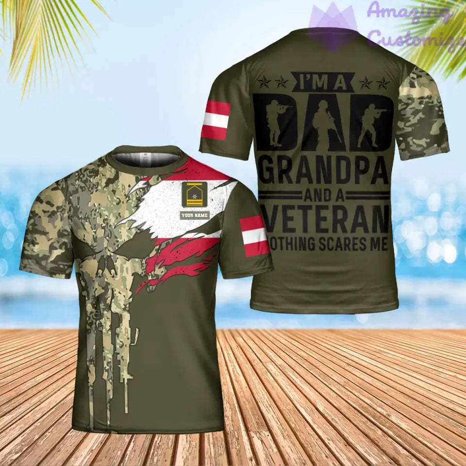 Personalisiertes Österreichisches Soldaten-/Veteranen-Tarn-T-Shirt mit Namen und Rang, 3D-Druck – 2101240003