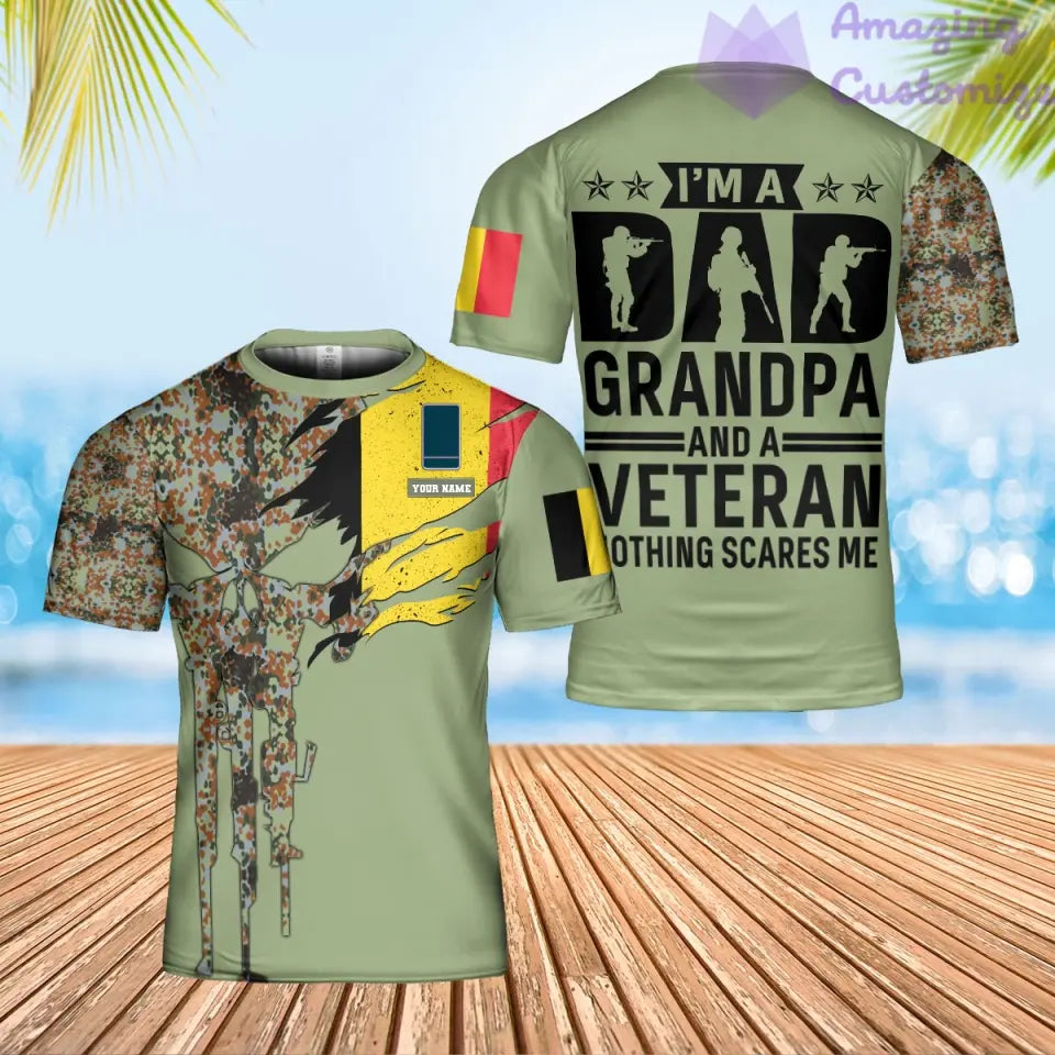 T-shirt personnalisé avec camouflage soldat/vétéran belge avec nom et grade imprimé en 3D - 0302240001