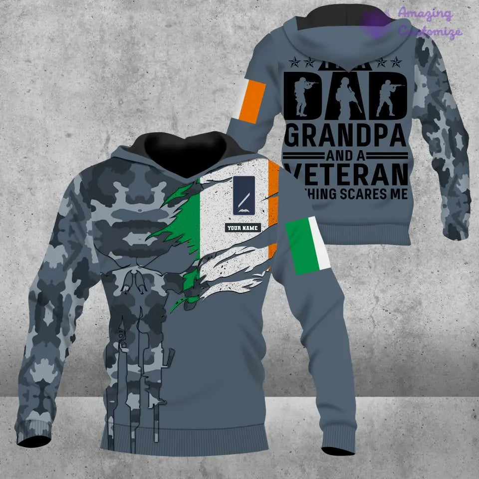 Sweat à capuche personnalisé avec nom et grade de soldat/vétéran irlandais - 16886016