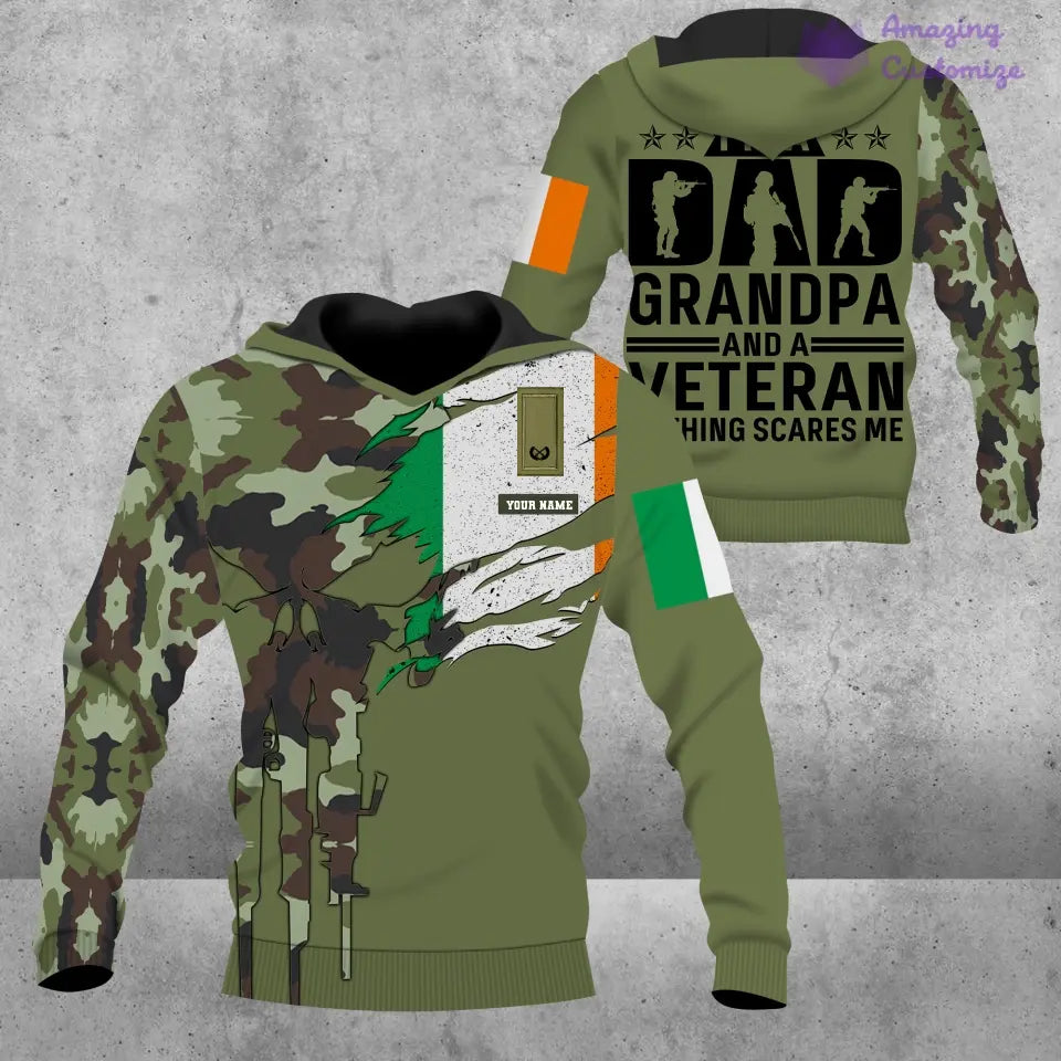 Sweat à capuche personnalisé avec nom et grade de soldat/vétéran irlandais - 16886016