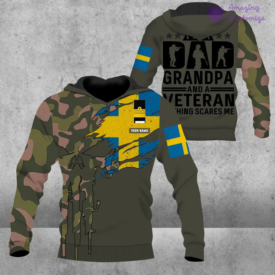 Personalized Sweden Soldier/ Veteran Camo With Name And Rank Hoodie - 16886016