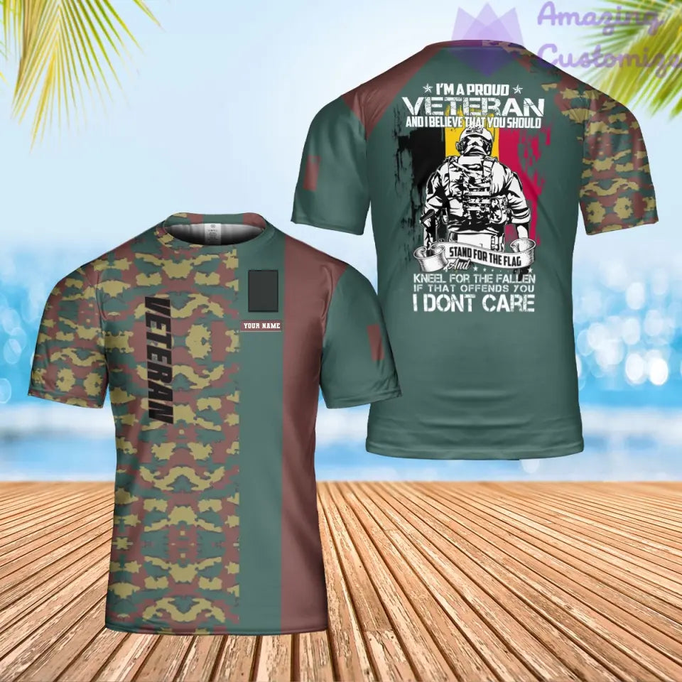 Personalisiertes belgisches Soldaten-/Veteranen-T-Shirt im Camouflage-Stil mit Namen und Rang, 3D-Druck – 0302240002