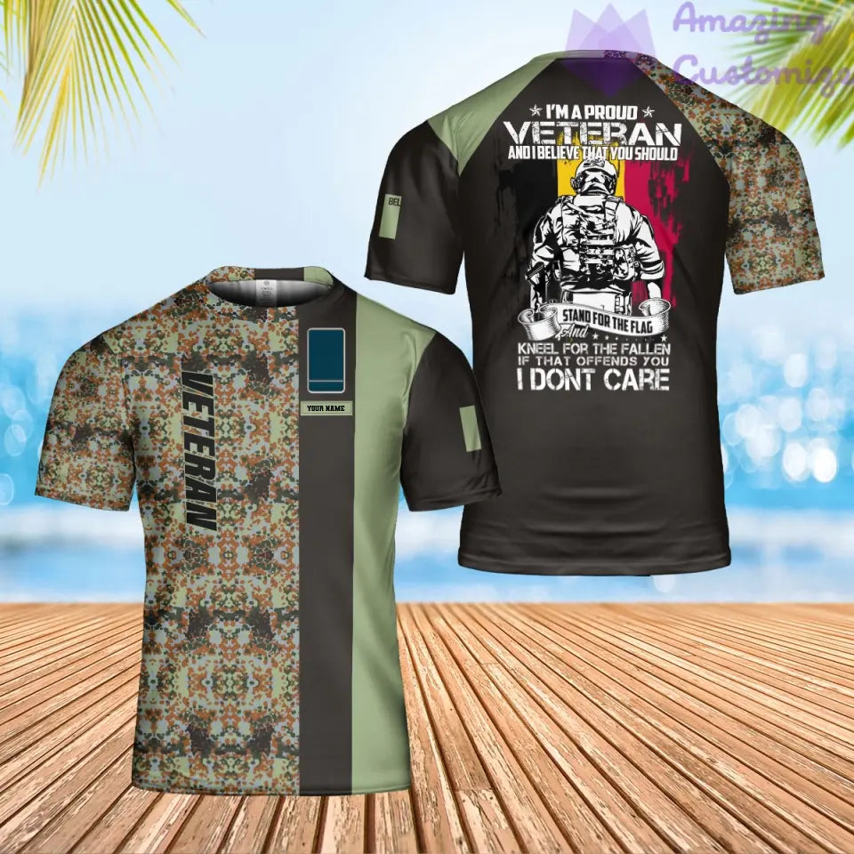 Personalisiertes belgisches Soldaten-/Veteranen-T-Shirt im Camouflage-Stil mit Namen und Rang, 3D-Druck – 0302240002