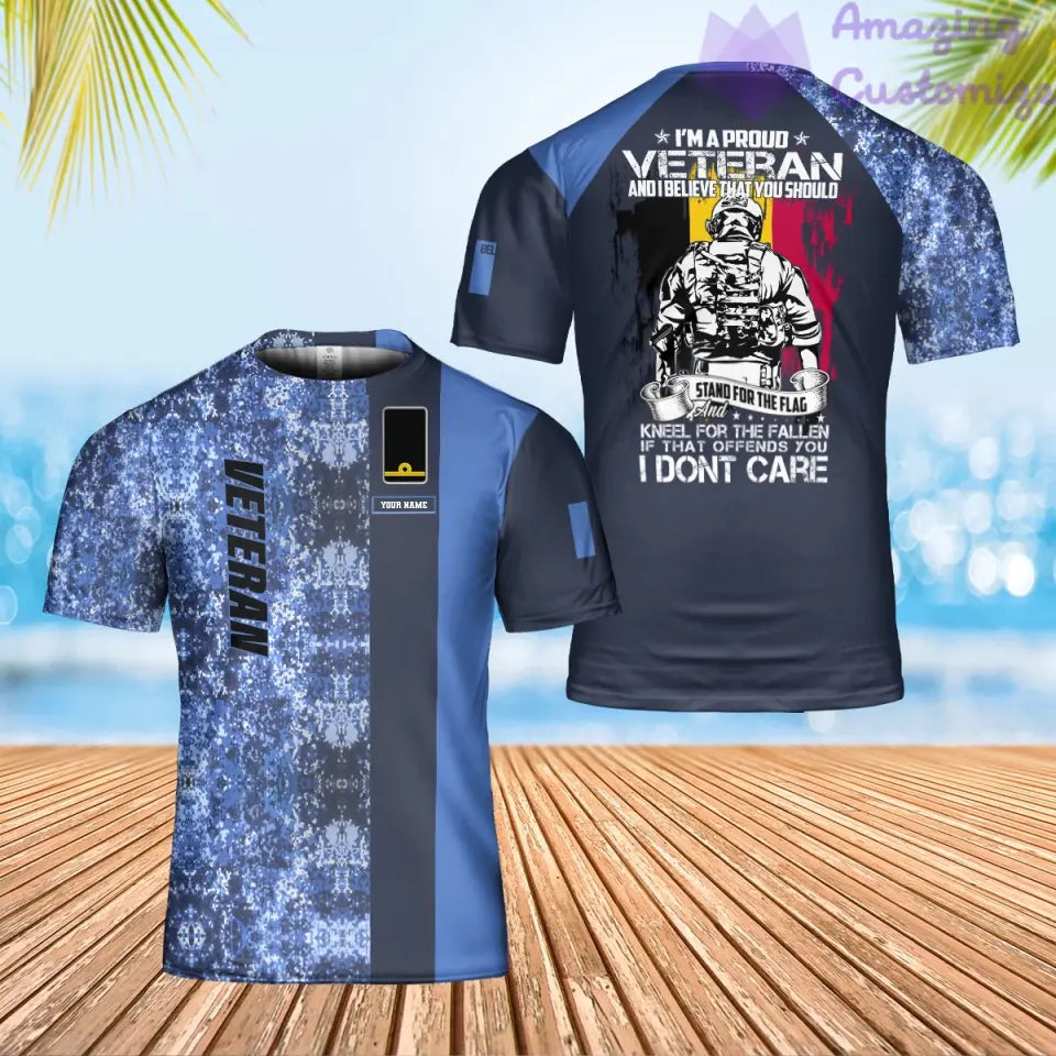 Personalisiertes belgisches Soldaten-/Veteranen-T-Shirt im Camouflage-Stil mit Namen und Rang, 3D-Druck – 0302240002