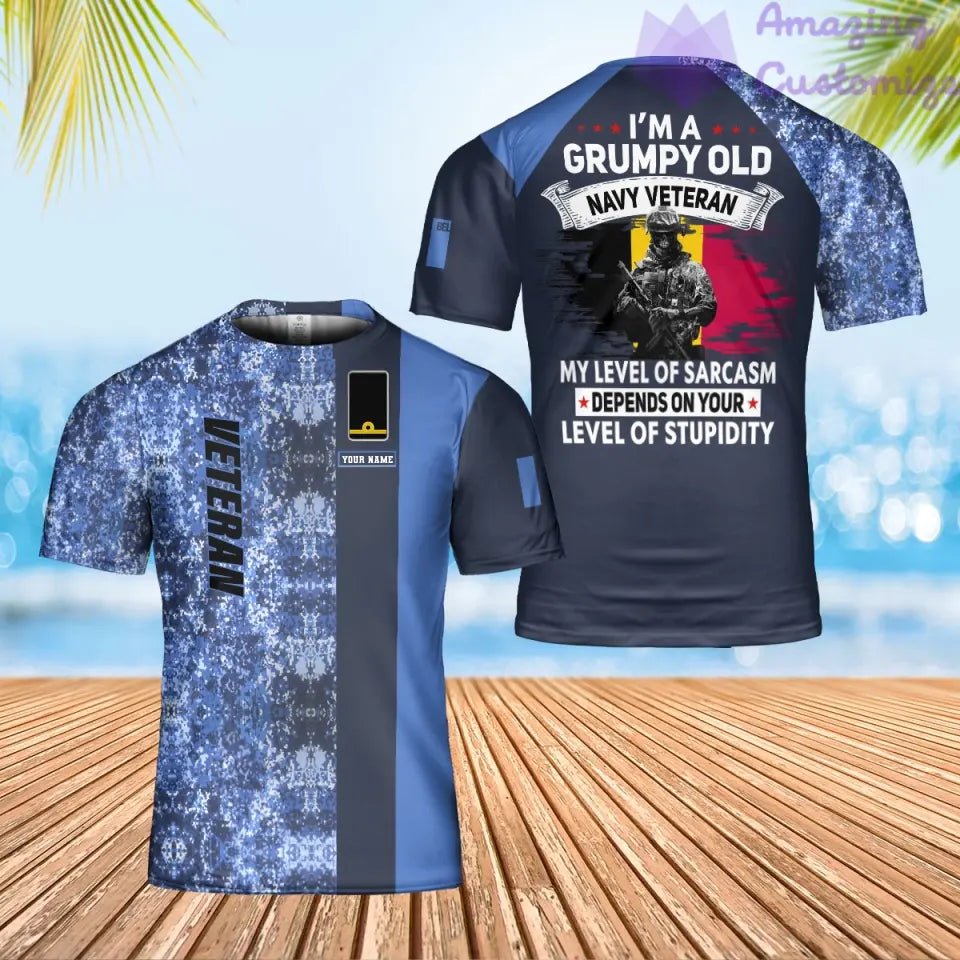 T-shirt personnalisé avec camouflage soldat/vétéran belge avec nom et grade imprimé en 3D - 0302240003