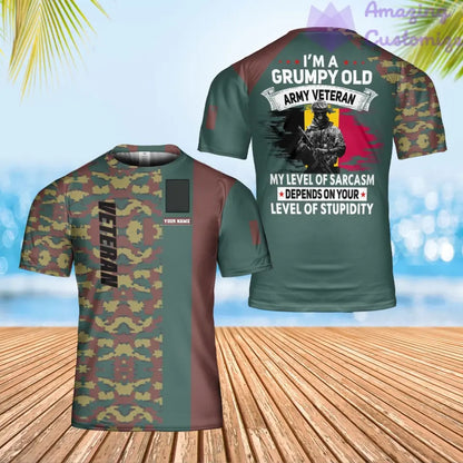 T-shirt personnalisé avec camouflage soldat/vétéran belge avec nom et grade imprimé en 3D - 0302240003