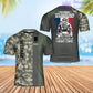 T-shirt personnalisé avec camouflage soldat/vétéran de la France avec nom et grade imprimé en 3D - 1901240005