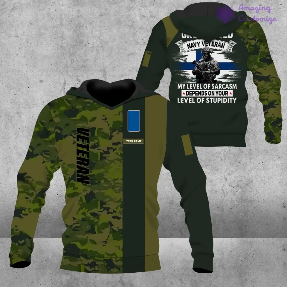 Sweat à capuche personnalisé avec camouflage soldat/vétéran finlandais avec nom et grade - 1688947201