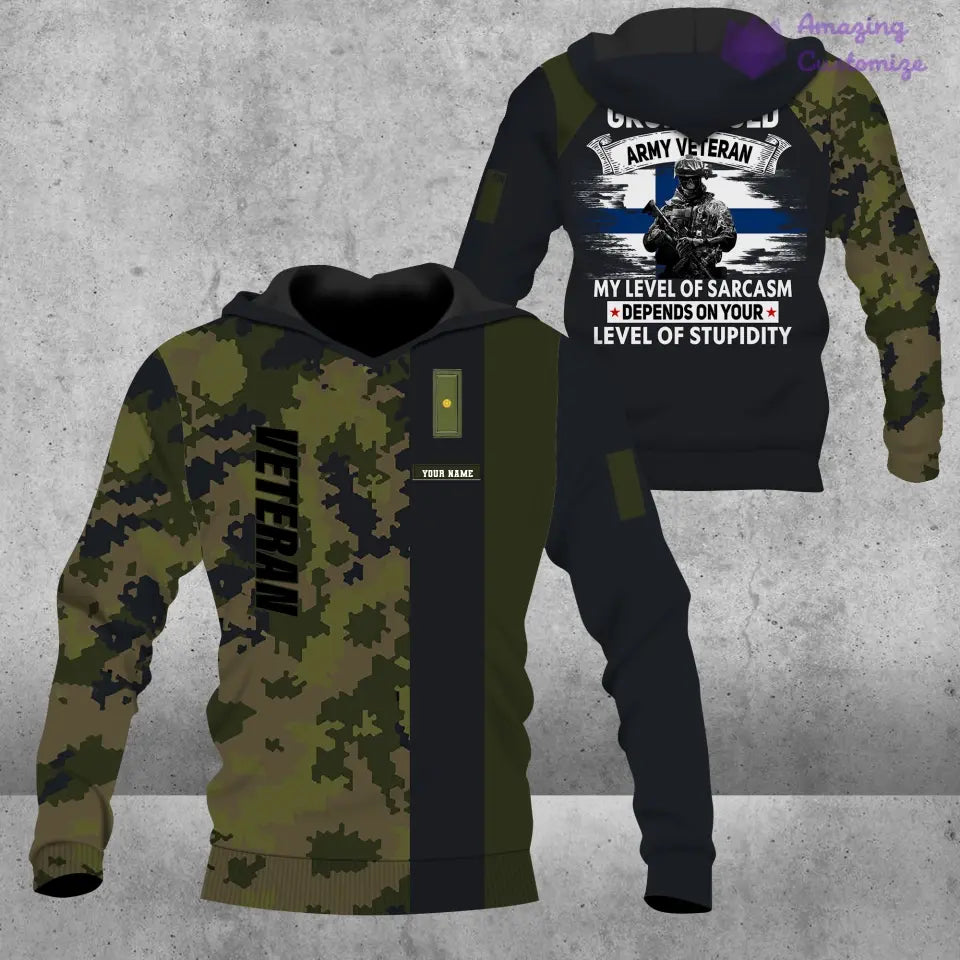 Sweat à capuche personnalisé avec camouflage soldat/vétéran finlandais avec nom et grade - 1688947201