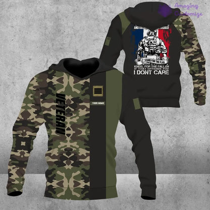 Personalized France Soldier/ Veteran Camo With Name And Rank Hoodie - 16889472