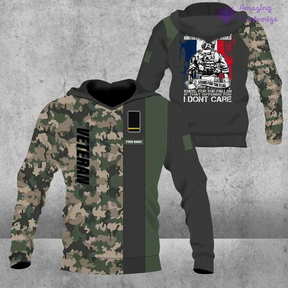 Personalized France Soldier/ Veteran Camo With Name And Rank Hoodie - 16889472