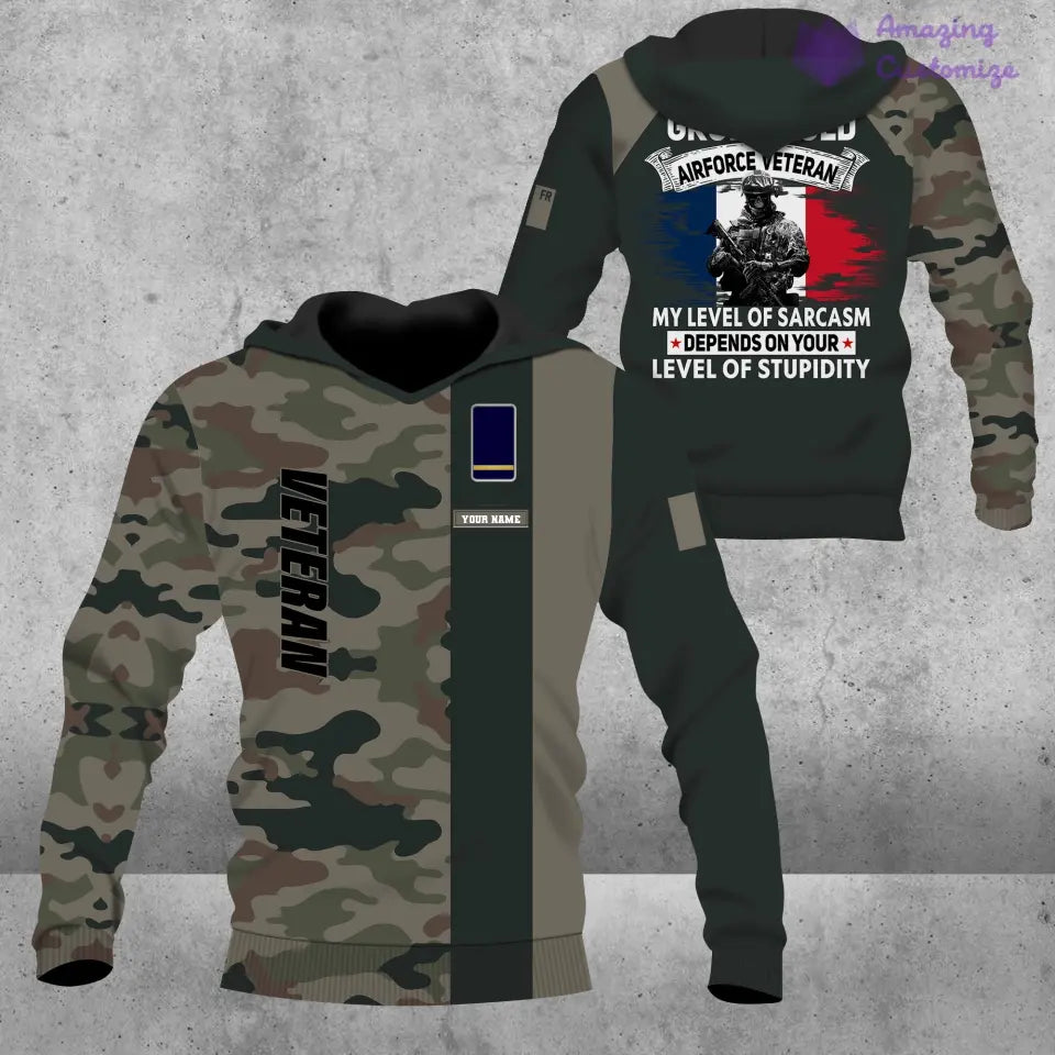 Personalized France Soldier/ Veteran Camo With Name And Rank Hoodie - 1688947201