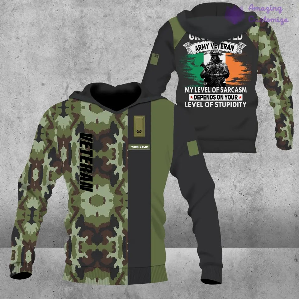 Personalized Ireland Soldier/ Veteran Camo With Name And Rank Hoodie - 1688947201