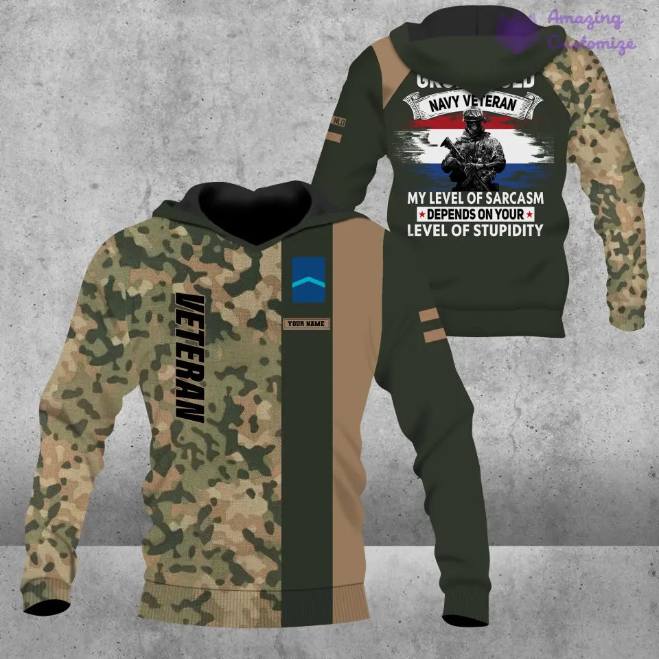 Personalized Netherlands Soldier/ Veteran Camo With Name And Rank Hoodie - 1688947201