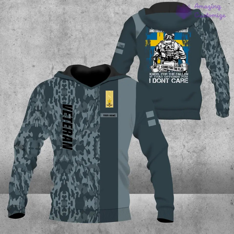 Personalized Sweden Soldier/ Veteran Camo With Name And Rank Hoodie - 16889472