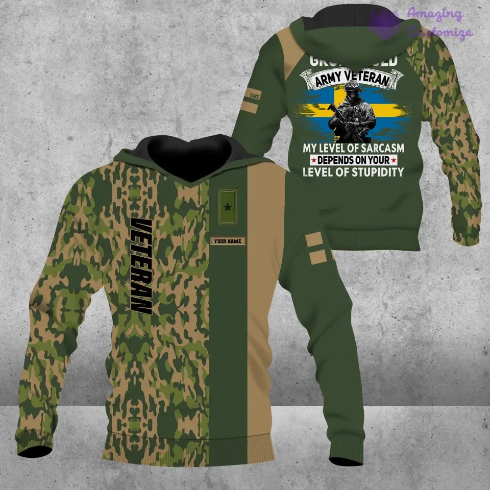 Personalized Sweden Soldier/ Veteran Camo With Name And Rank Hoodie - 1688947201