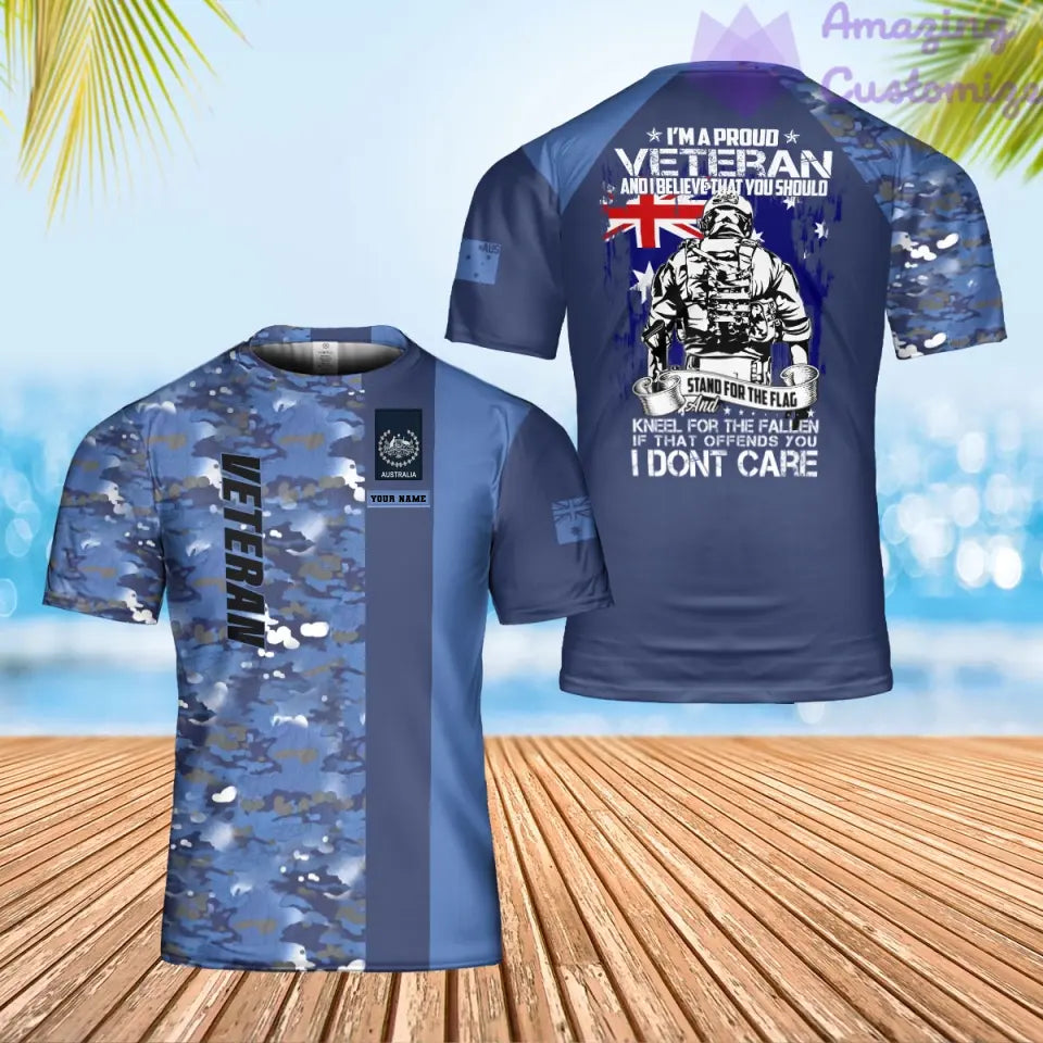 T-shirt personnalisé avec camouflage soldat/vétéran australien avec nom et grade imprimé en 3D - 0302240005