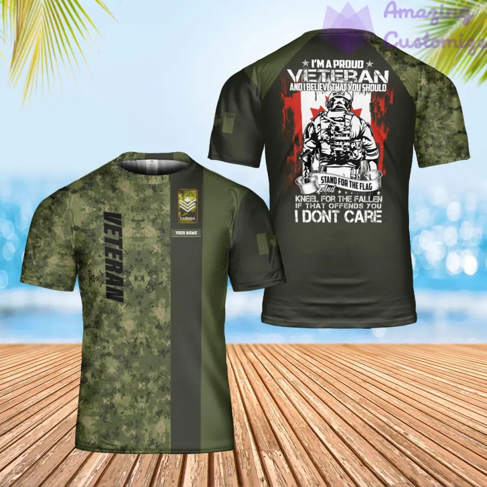 T-shirt personnalisé avec camouflage soldat/vétéran du Canada avec nom et grade imprimé en 3D - 0402240001