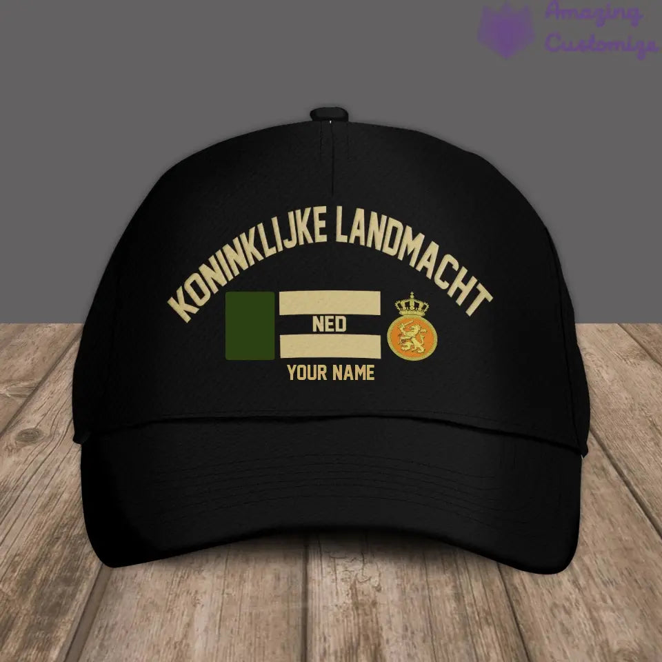 Personalized Rank And Name Netherlands Soldier/Veterans Camo Baseball Cap Gold Version - 17209152