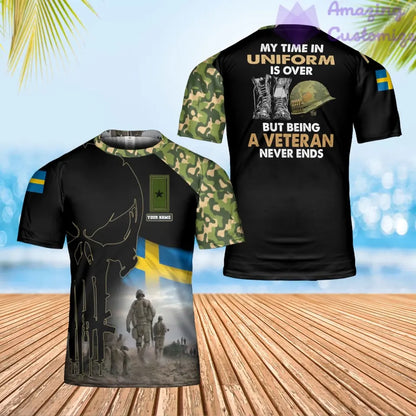 Personalized Sweden Soldier/ Veteran Camo With Name And Rank T-Shirt 3D Printed - 0302240003