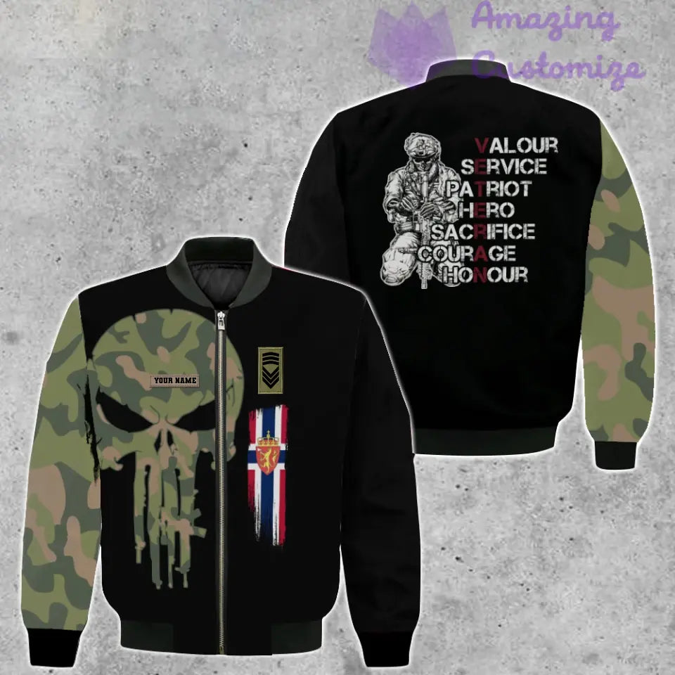 Personalized Norway Soldier/ Veteran Camo With Name And Rank Bomber Jacket 3D Printed - 1207230001