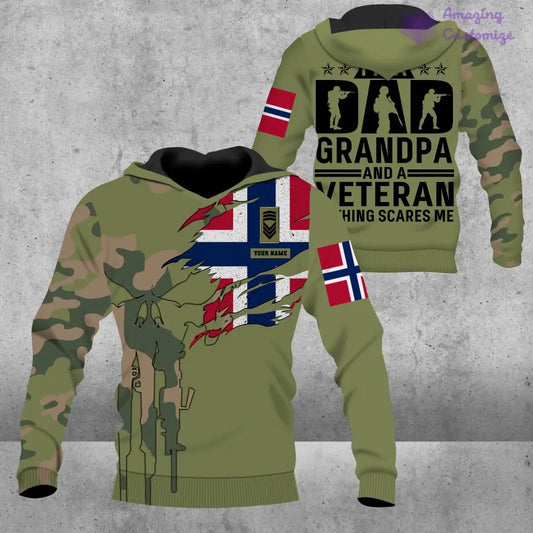 Personalisierter Kapuzenpullover mit Camouflage-Muster für norwegische Soldaten/Veteranen mit Namen und Rang – 2207230001