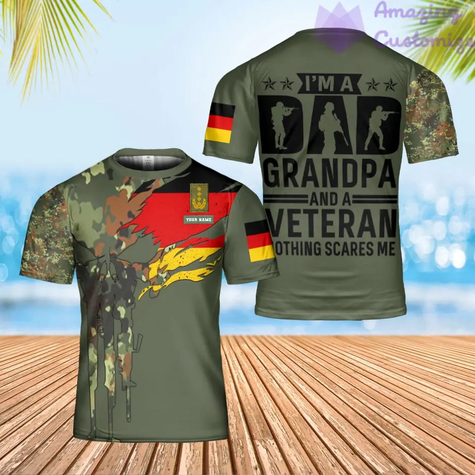 Personalisiertes T-Shirt mit Camouflage-Muster für deutsche Soldaten/Veteranen mit Namen und Rang, 3D-Druck – 0302240001