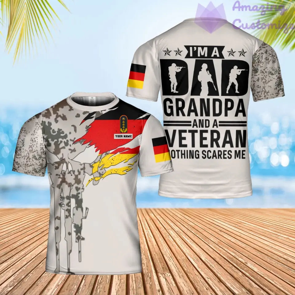 T-shirt personnalisé avec camouflage soldat/vétéran allemand avec nom et grade imprimé en 3D - 0302240001