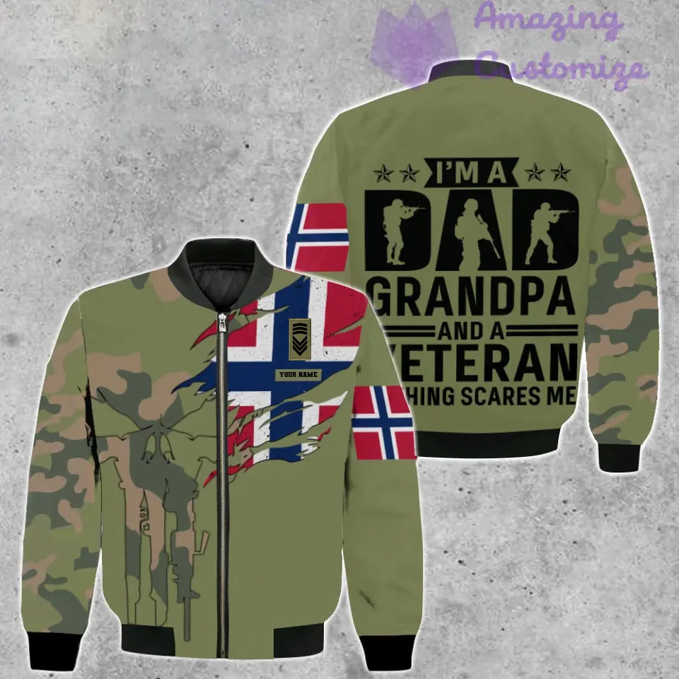 Personalized Norway Soldier/ Veteran Camo With Name And Rank Bomber Jacket 3D Printed - 2207230001