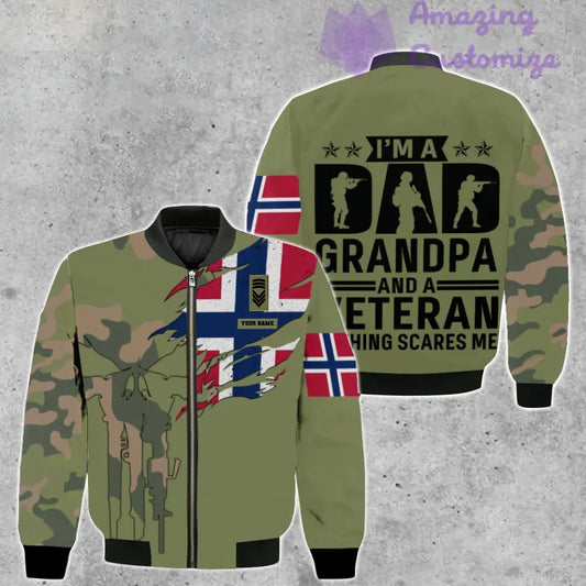 Personalisierte Bomberjacke mit Camouflage-Muster für norwegische Soldaten/Veteranen mit Namen und Rang, 3D-Druck – 2207230001