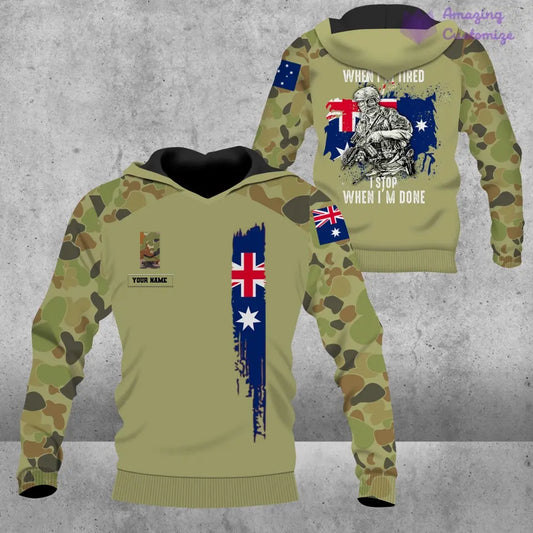 Personalisierter Kapuzenpullover mit Camouflage-Muster für australische Soldaten/Veteranen mit Namen und Rang – 16873056