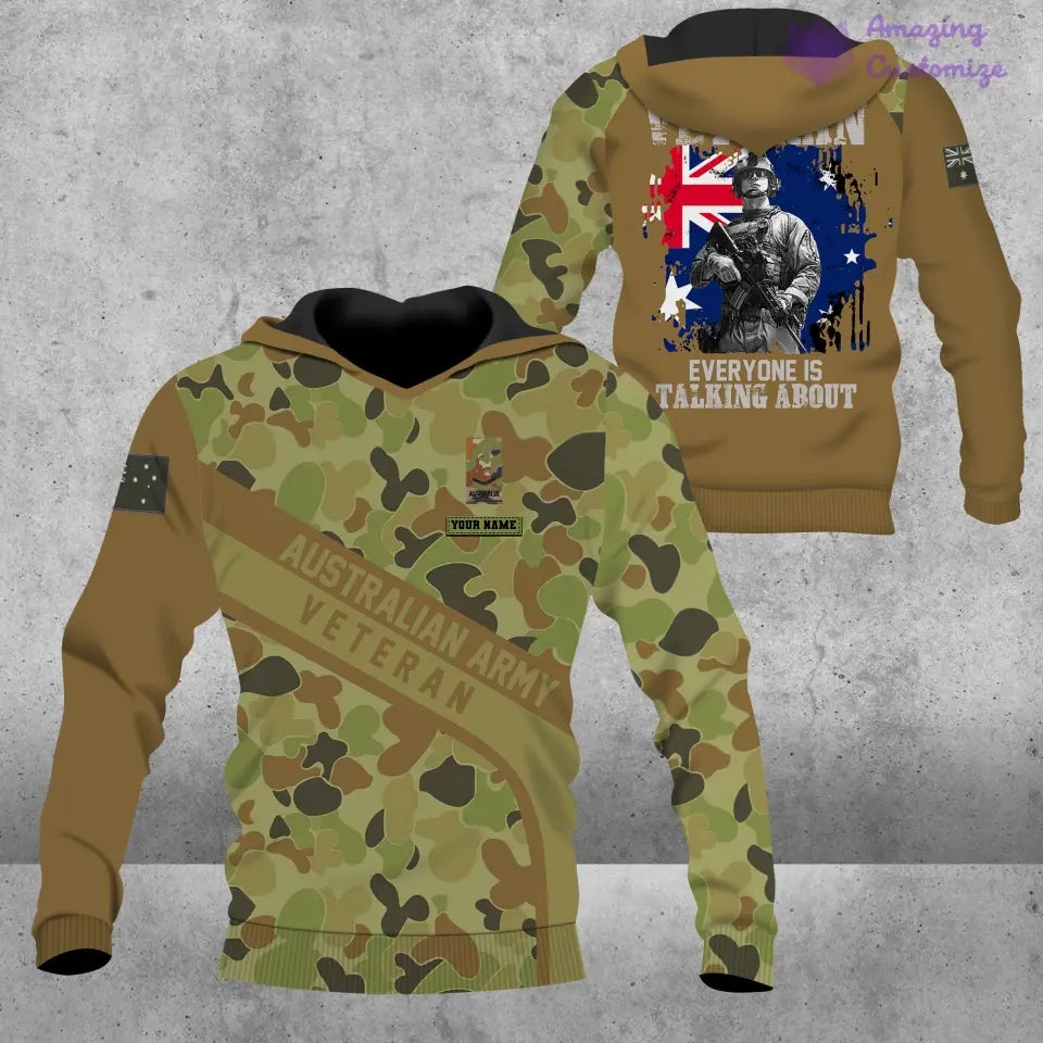 Sweat à capuche personnalisé avec nom et grade de soldat/vétéran australien - 1687305601