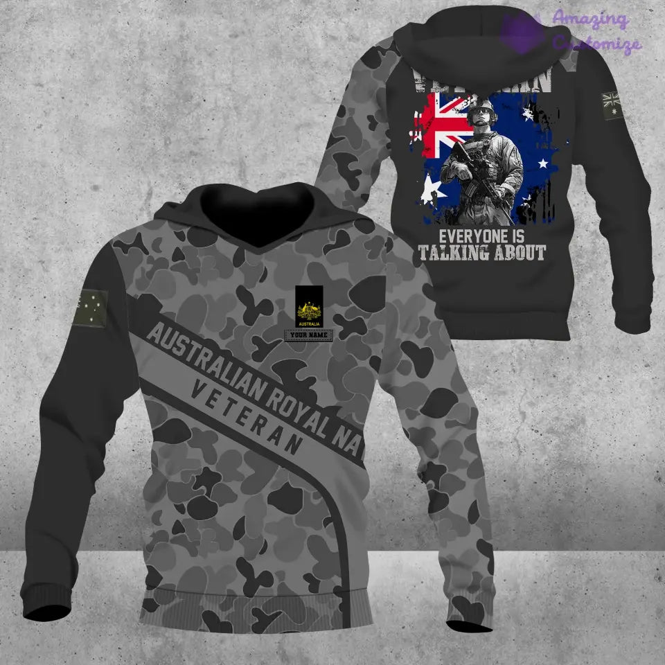 Personalisierter Kapuzenpullover mit Camouflage-Muster für australische Soldaten/Veteranen mit Namen und Rang – 1687305601